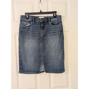 Skinnygirl Denim Skirt Stretch Pencil Jean Skirt Front‎ Slit Size 30